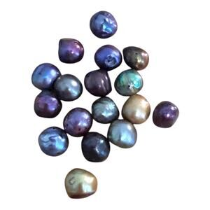Rainbow Peacock Freshwater Pearl Beads 17 Loose Drilled 8 x 7 mm